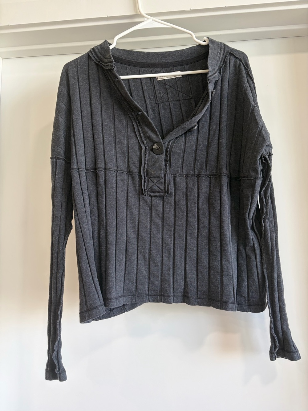 We The Free Charcoal Ribbed Long-Sleeve Pullover